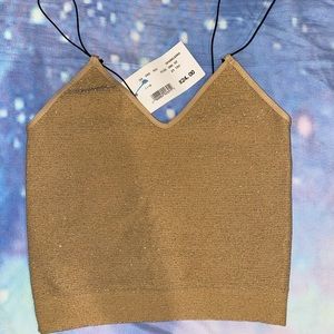 NEW Gold Glitter Cropped Tank Top- One Size